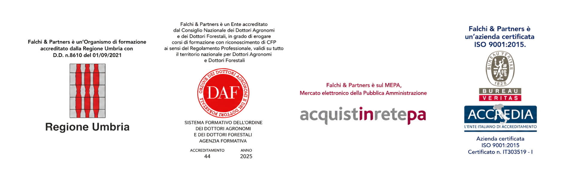 Certificazioni e riconoscimenti Falchi & Partners